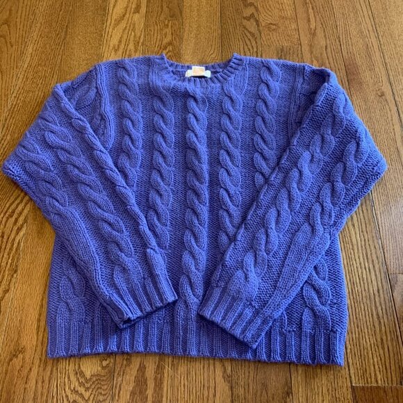 Brooks Brothers Cable Knit Shetland Wool Vintage Sweater Size Medium Purple - Picture 9 of 16